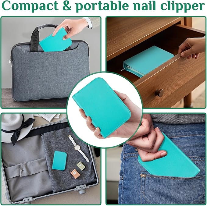 MINKINH Travel Manicure Set 26-Piece, Portable Nail Clippers Kit with PU Case, Carbon Steel Clippers, 410 Stainless Steel Grooming Tools, Hand Foot Facial Care for Luggage Backpack(Green)