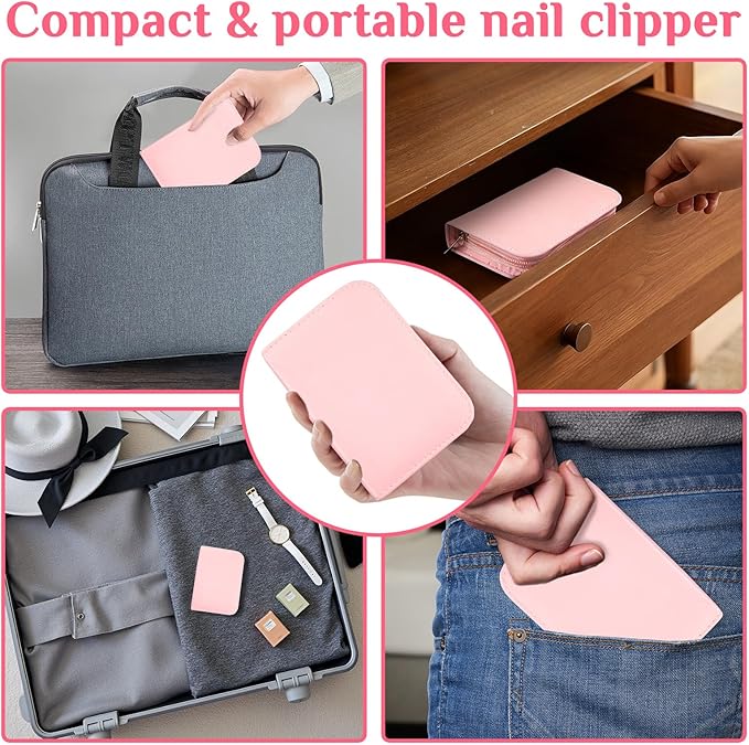 MINKINH 26-Piece Professional Manicure Set,Features Stainless Steel Tools, Carbon Steel Clippers & Travel Case for Women's Home and Travel Grooming,Mother's Day Gifts(Pink)