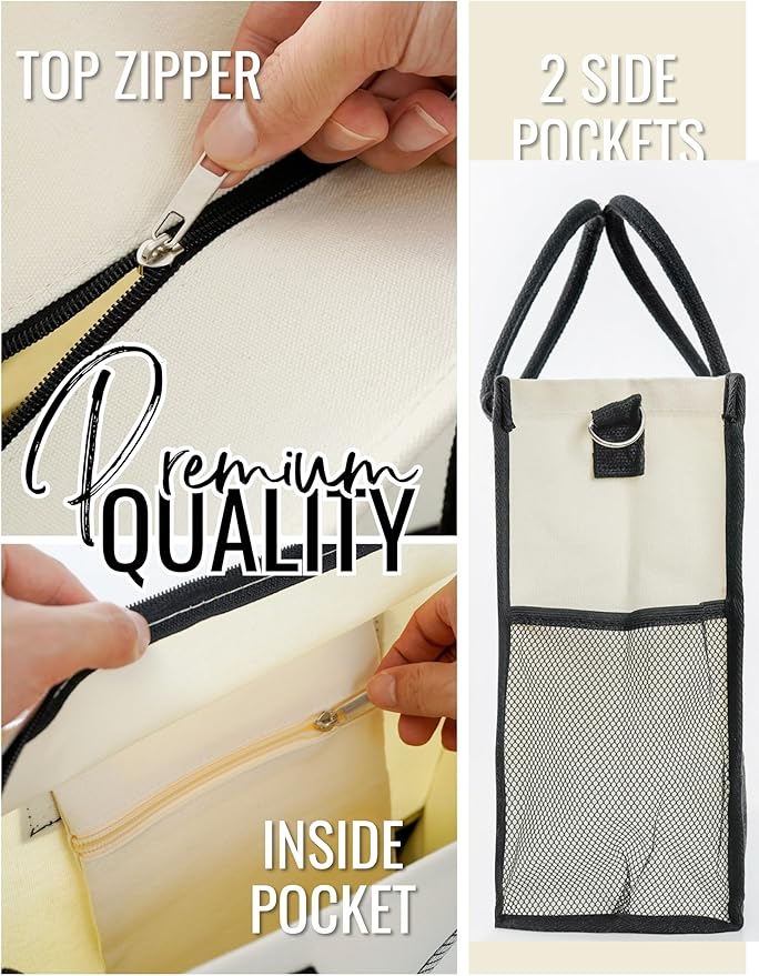 InnoBeta Grandma Gifts, Canvas Tote Bag on Christmas or Birthday & Mother's Day, Tote with Top Zipper Closure and Shoulder Strap - Blessed Grandma