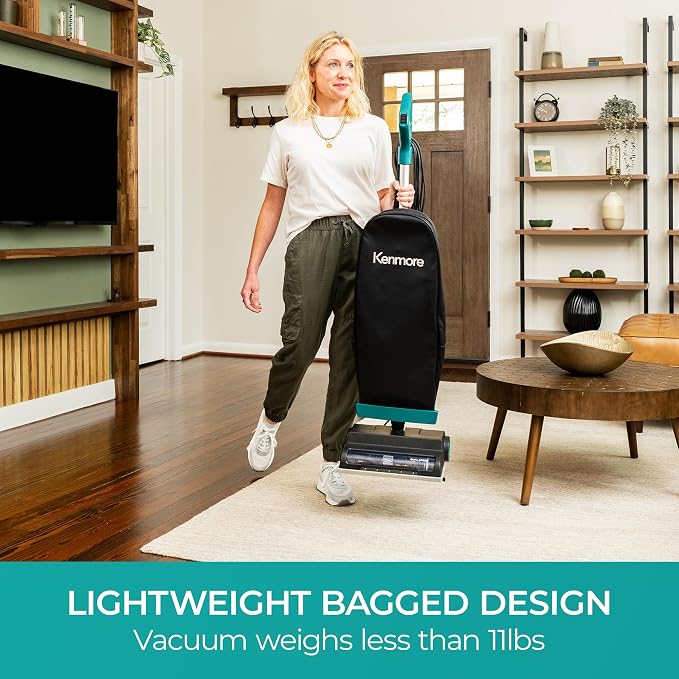 Kenmore Commercial Grade Vacuum Cleaner 14L Capacity Bagged Upright Vac | LED Headlight and 2-Speed Setting Powerful Suction for Pets, Carpets & Hard Floor, BU1001