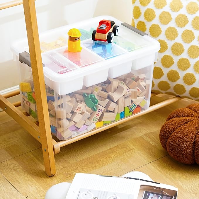 ITYLIFE CITYLIFE Citylife 32 QT Plastic Storage Box with Removable Tray Craft Organizers and Storage Clear Storage Container for Organizing Lego, Bead, Tool, Sewing, Playdoh