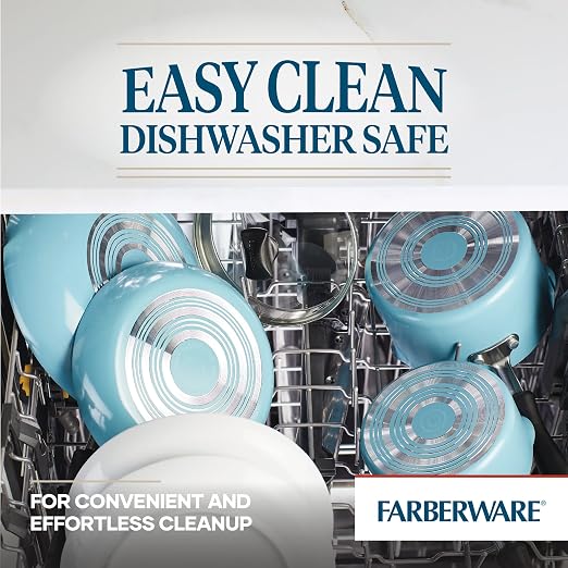 Farberware Cookstart DiamondMax Nonstick Frying Pans/Skillet Set, Dishwasher Safe, 8.25 Inch and 10 Inch, Aqua