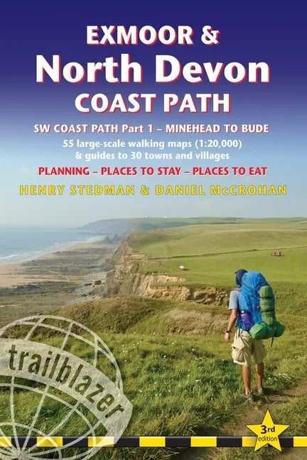 Exmoor & North Devon Coast Path: British Walking Guide: SW Coast Path Part 1 - Minehead to Bude: 55 Large-Scale Walking Maps (1:20,000) & Guides to 30 - Paperback