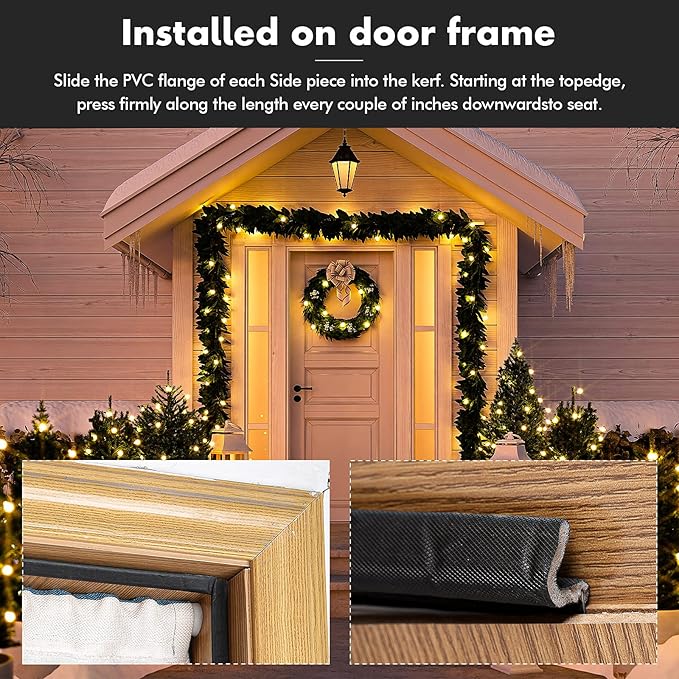 BBTO Weather Stripping Door Seal Exterior Weather Strip for Window V-Shaped Foam Kerf Garage Door Gap Blocker Soundproof Home Improvement Easy to Install(150 Feet,Black)