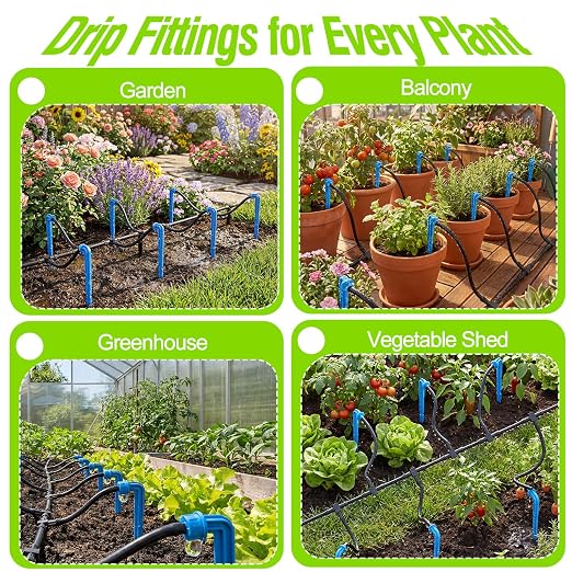 Automatic Drip Irrigation System Kit for Potted Plants | 33ft Hose DIY Plant Watering Expansion Parts with Filter, 10 Drippers & Tee Connectors for Indoor Outdoor Garden Patio