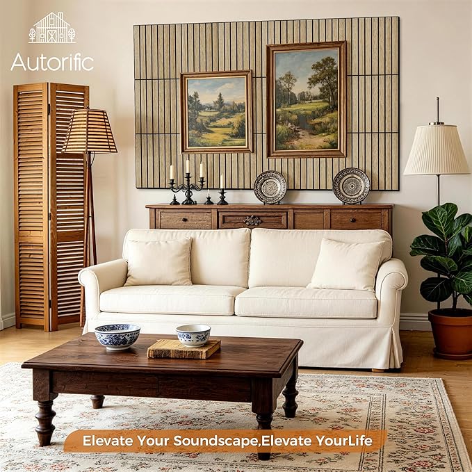 12 Pack PVC Wood Panels for Wall, 11.8 x 15.7 x 0.35 Inch Sound Absorbing Panels, 100% Polyester Fiber Soundproof Wall Panels for Interior Wall Decor for Home, Office, Studio, Theater,Teak