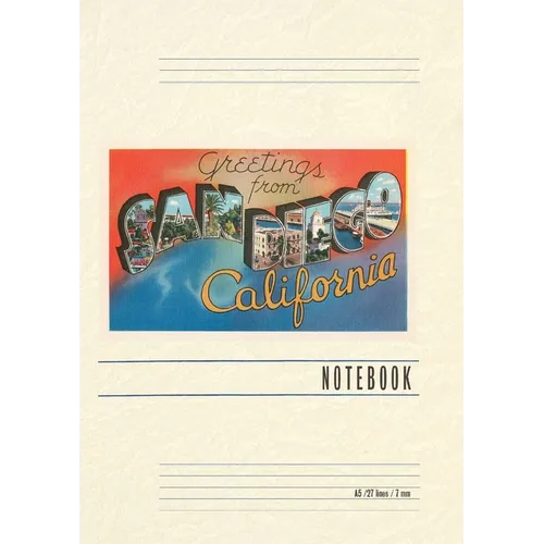 Vintage Lined Notebook Greetings from San Diego, California - Paperback