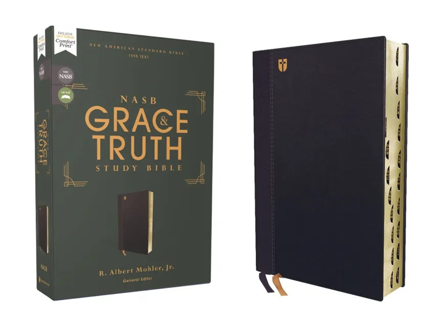 Nasb, the Grace and Truth Study Bible (Trustworthy and Practical Insights), Leathersoft, Navy, Red Letter, 1995 Text, Thumb Indexed, Comfort Print - Imitation Leather