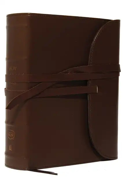 NKJV, Journal the Word Bible, Large Print, Premium Leather, Brown, Red Letter Edition: Reflect, Journal, or Create Art Next to Your Favorite Verses - Leather