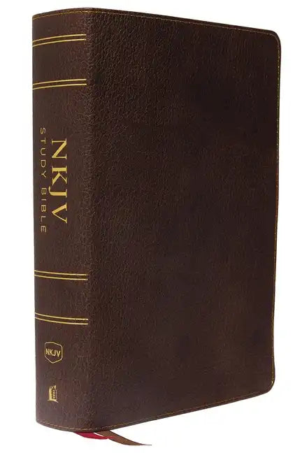 NKJV Study Bible, Premium Calfskin Leather, Brown, Full-Color, Red Letter Edition, Indexed, Comfort Print: The Complete Resource for Studying God's Wo - Leather