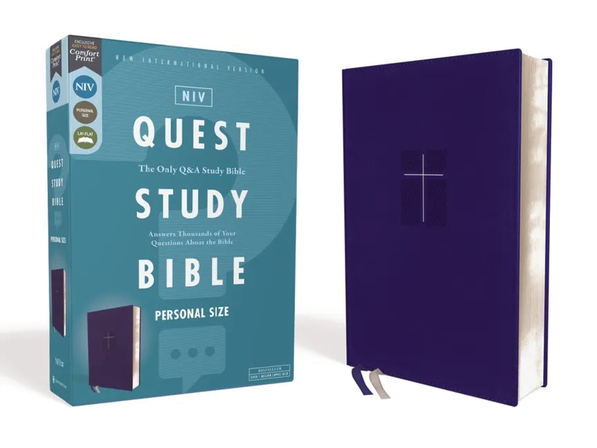 Niv, Quest Study Bible, Personal Size, Leathersoft, Blue, Comfort Print: The Only Q and A Study Bible - Imitation Leather