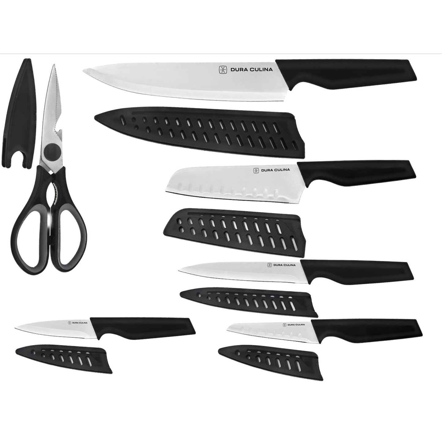 6-Piece Knife Set - High Carbon Stainless Steel Kitchen Knives with Ergonomic Handles, Blade Guards