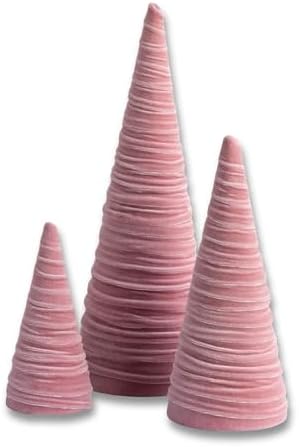 Blush Velvet Trees Set of 3, Winter Mantel Accent, Coquette Room Decor, Aesthetic, Cozy Gift for, Neutral Home Accent, Valentine's (Blush)