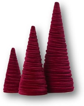 Set of 3 Burgundy Velvet Trees (Burgundy)