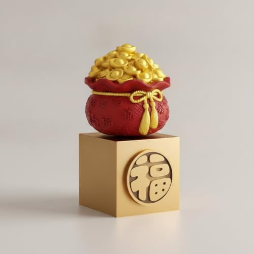 3 Pieces Rotating Ornaments with Pedestal Prosperity Tabletop Tree Piece Ornament for Collectors, New Year, Color to 1, Small
