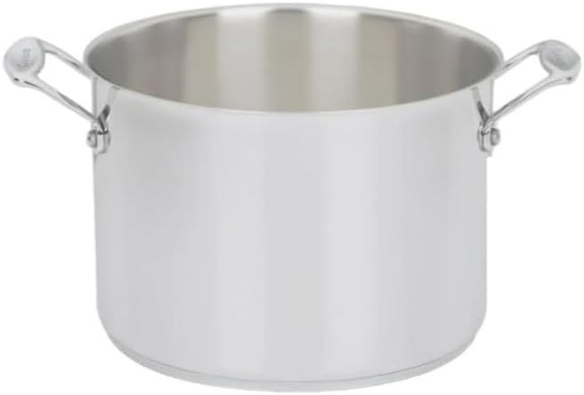 Cuisinart 766-24 Chef's Classic 8-Quart Stockpot with Cover, Stainless Steel | 8-Qt Stainless Stockpot with Lid, Aluminum-Clad Base, Induction-Ready, Oven-Safe to 550 Degree F, Riveted Handles