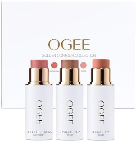 Legacy - Ogee Face Stick Golden Trio - Contour Stick Makeup Collection - Certified Organic Contour Palette - Includes Bronzer Stick, Blush Stick & Highlighter Stick