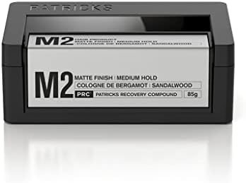 PATRICKS M2 Matte Hair Styling Pomade for Men - Medium Hold for Natural Look, All-Day Restyling & Hair Strengthening - With Capixyl™ & Caffeine, 2.65 oz