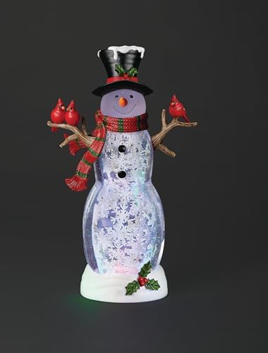 Roman 18" H Lighted Swirl Snowman with Birds Confetti Lites, Christmas Decoration