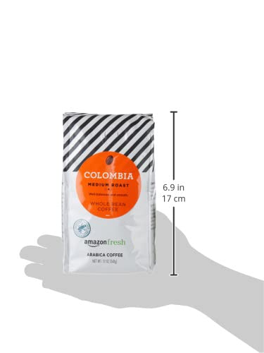 Amazon Fresh Colombia Whole Bean Coffee, Medium Roast, 12 Ounce (Pack of 2)