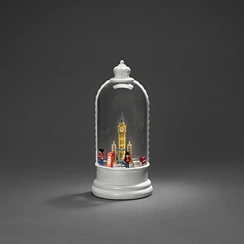 Konstsmide Christmas Decorations LED Snow Globe London Scene and Rotating Function/Indoor, 5 Hour Timer/Battery Operated: 3xC 1.5V (excl.)/Christmas Lantern 1 Warm White Diodes
