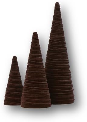 Set of 3 Velvet Cones Modern Christmas Tree (Chocolate Brown Set of 3)