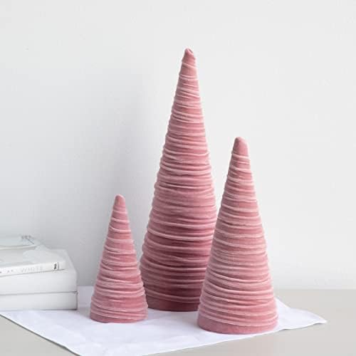 Blush Velvet Trees Set of 3, Winter Mantel Accent, Coquette Room Decor, Aesthetic, Cozy Gift for, Neutral Home Accent, Valentine's (Blush)