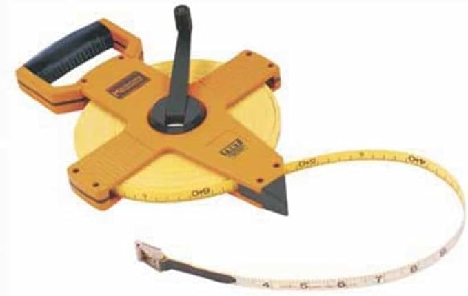 Keson OTR18M200 Open Reel Fiberglass Tape Measure Reel with Double Hook (Graduations: Ft., In., 1/8 & m, cm, 2mm), 60M / 200-Foot