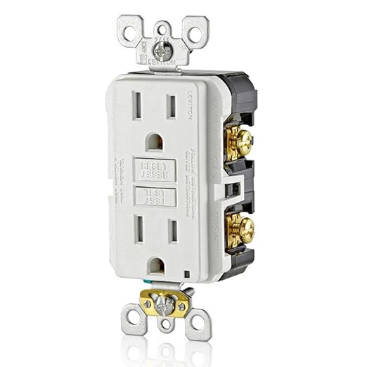 Leviton Smartest Self-Test SmartlockPro Slim GFCI Tamper-Resistant Receptacle with LED Indicator,GFTR1-3W,White,3 Count (Pack of 5)