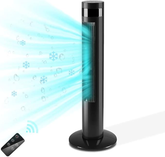 Antarctic Star Tower Fan Portable Electric Oscillating Fan Quiet Cooling Remote Control Standing Bladeless Floor Fans 3 Speeds Wind Modes Timer Bedroom Office (36 inch, Black)