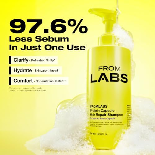 FROMLABS Korean Glass Hair Care Routine Set – Color Safe Shampoo, Deep Conditioning Protein Hair Mask, Keratin Bond Repair Powder, Leave-In Anti-Frizz Detangler Spray | for Curly, Wavy, Damaged Hair
