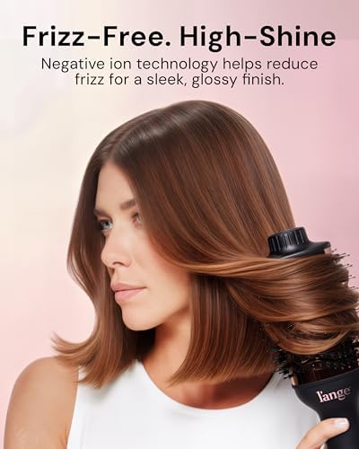 L'ANGE HAIR Le Volume 2-in-1 Titanium Blow Dryer Brush | Frizz Control Blowout Hair Dryer Brush for Drying and Styling | Volumizing Hot Air Styler for All Hairstyles | Oval Barrel | Black - 60mm