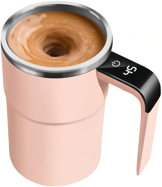 Automatic Magnetic Stirring Coffee Mug New Self Stirring Mug Electric Protein Shaker Bottle Stainless Steel Mixing Cup (Pink)