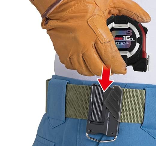 TAJIMA Tape Measure - 16ft x 1in GS-Lock Measuring Tape with Horned Magnetic Hook & Compatible Clip - GS-MC16BW