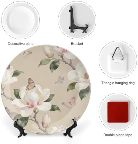 Magnolia Butterfly Decorative Plates 10 Inch Wall Plates with Stand Home & Office
