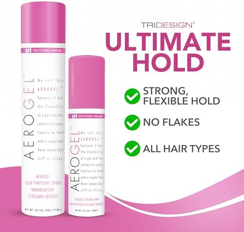 TRIDESIGN Aerogel Strong Hold Volumizing Hair Spray - 3oz & 10.5oz - 2 Pack