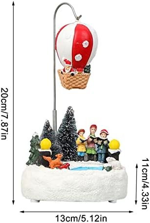 TRUSTTWO Resin Rotating Christmas Village House Statue Lighted Music Snow Village Desk Ornaments New Year 2022 Christmas Decoration The New