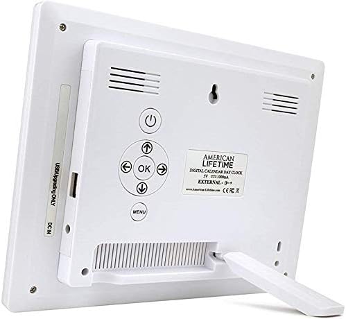 American Lifetime, New Version, Day Clock Extra Large Impaired Vision Digital Clock with Backup and 5 Alarm Options Great Gift Ideas, 2 Pack White