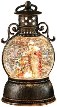 Musical Rotating Christmas Santa Ornament with Sparkling Snowflakes and Warm Light Home Tabletop Decoration Animated Snowfalls Resin Craft
