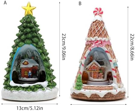 Christmas Tree House Musical Box with Train LED Light for Boy Girl Men Women Birthday Valentien Day Present Music Village
