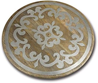 22-Inch Diameter Metal-Inlaid Wood Heritage Lazy Susan