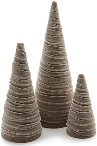 Taupe Velvet Trees Set of 3, Handcrafted Elegant Holiday Entryway, Neutral Modern Decor, Minimalist Mantle Valentine's, Wedding Centerpiece (Taupe)
