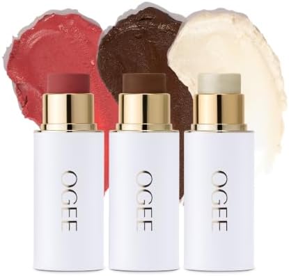 Legacy - Ogee Face Stick Crystal Trio - Contour Stick Makeup Collection - Certified Organic Contour Palette - Includes Bronzer Stick, Blush Stick & Highlighter Stick