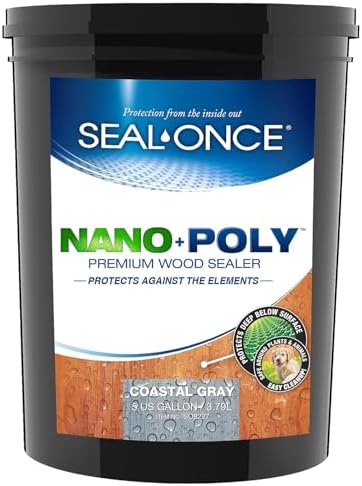 Seal-Once Nano+Poly Wood Sealer and Waterproofer, Coastal Gray, 5 Gallon