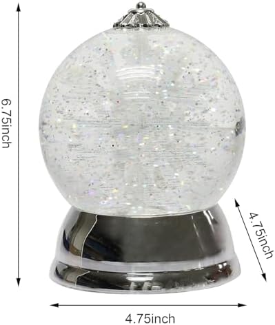 Christmas Lighted Snow Globe 6.5” Spinning Snowflake LED Water Globe by MOMENTS IN TIME – Battery Operated Acrylic Christmas Decoration for Mantel or Tabletop Display