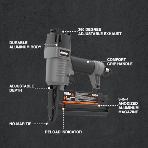 NuMax Pneumatic 3-In-1 Nail Gun Stapler 16 18 Gauge Finish Nailer Brad Nailer