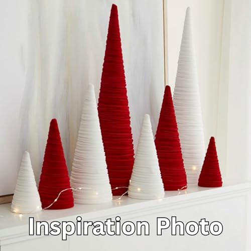Set of 3 Cranberry Velvet Cones Modern Christmas Tree (Cranberry)