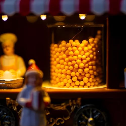 Avilia Pop Corn Christmas Shop Animated with LED Lights - Ideal for Unique Home Decoration During Christmas Parties - Hand Painted and Suitable for All Types of Furnishings 14 x 14.5 x 10 cm