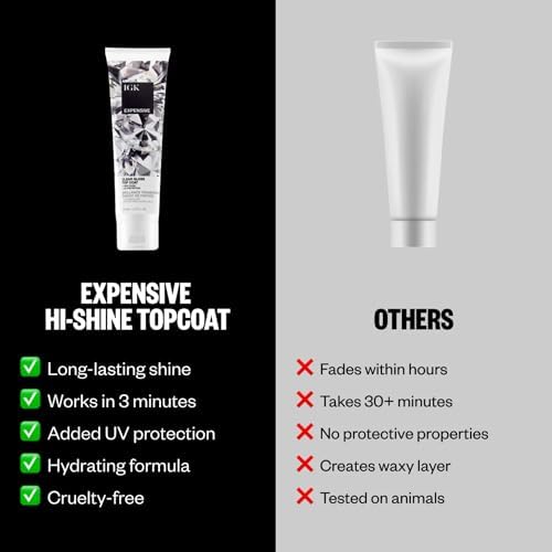 IGK Expensive Clear Gloss Top Coat, High Shine Hair Gloss, Travel 1.7 Oz