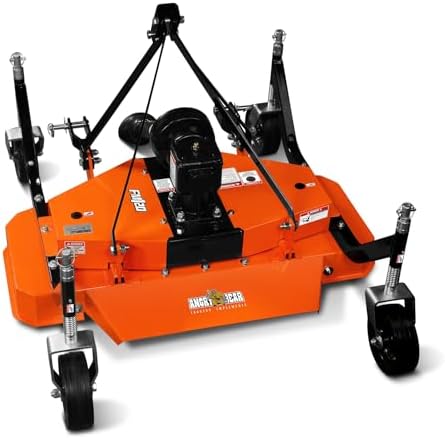 MechMaxx 3 Point PTO 48'' Working Width Finish Mower Attachment for 18-50hp Tractor, Category 1 Hitch, 4-Tires, 0.4'' - 4.5'' Adjustable Cutting Height, Model FM120